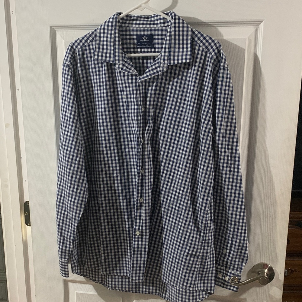 Dockers Blue and White Checkered Casual Shirt